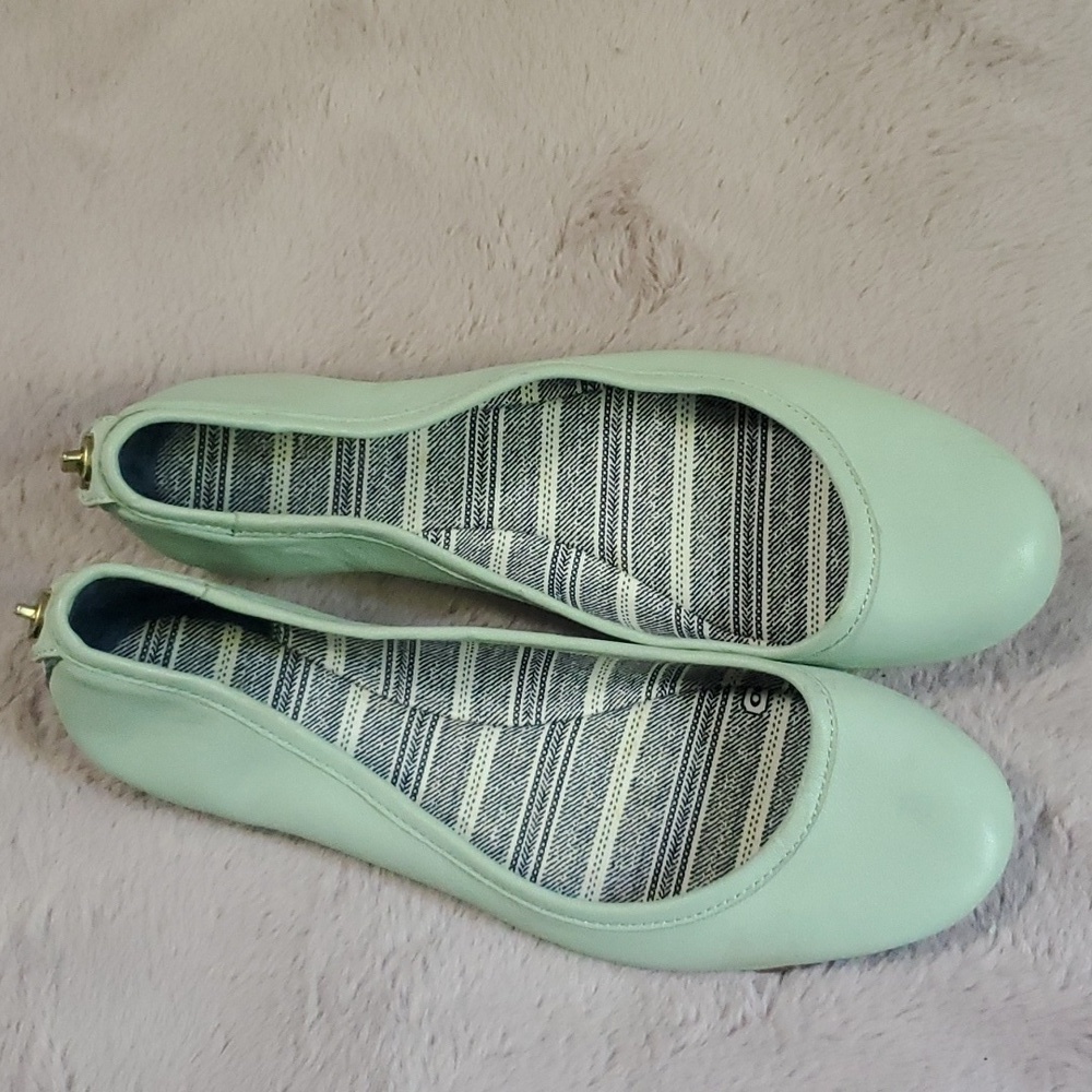 Coach August Leather Comfort Slip On Ballet Flats Light Green Size 6 - Picture 8 of 10